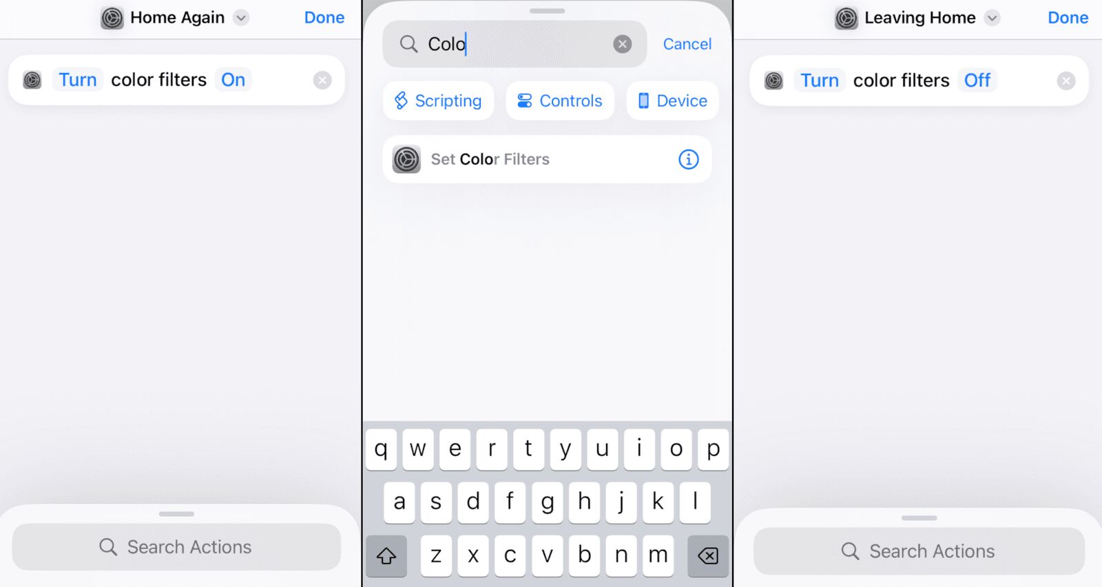 Configuración de la aplicación Atajos de iPhone.