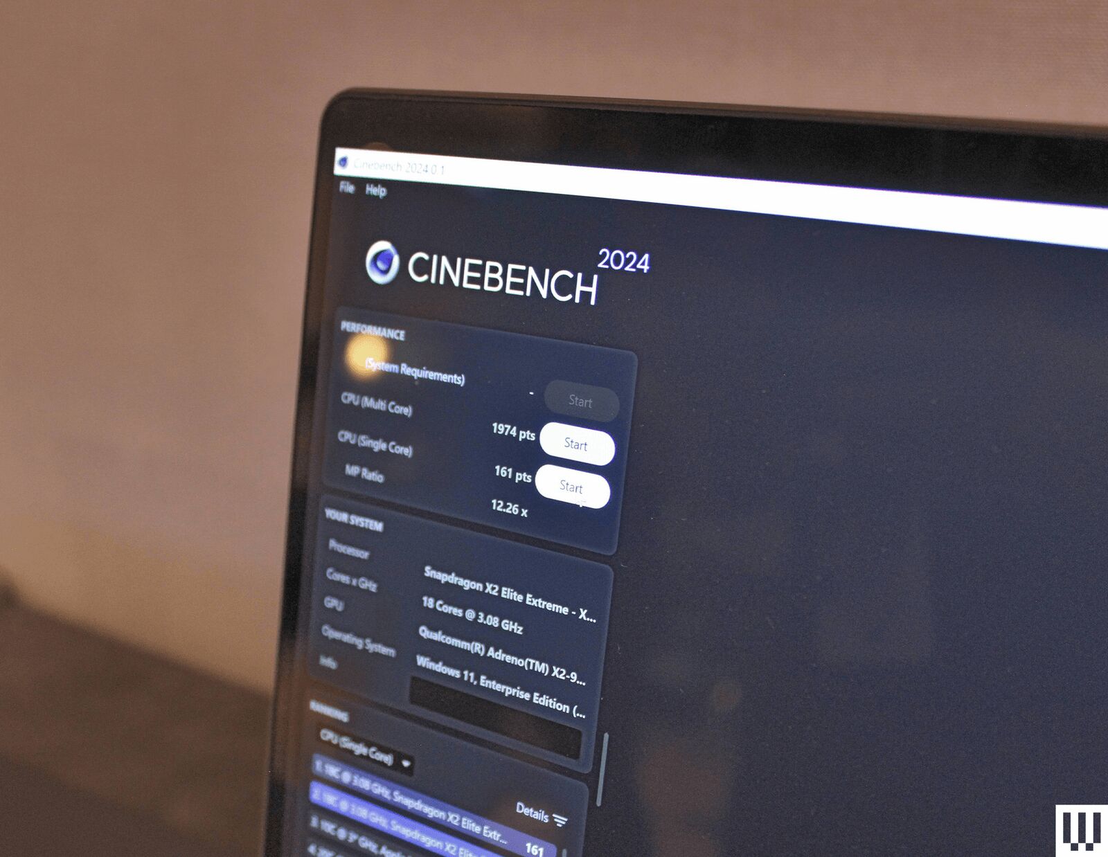 Benchmark de prueba Cinebench.