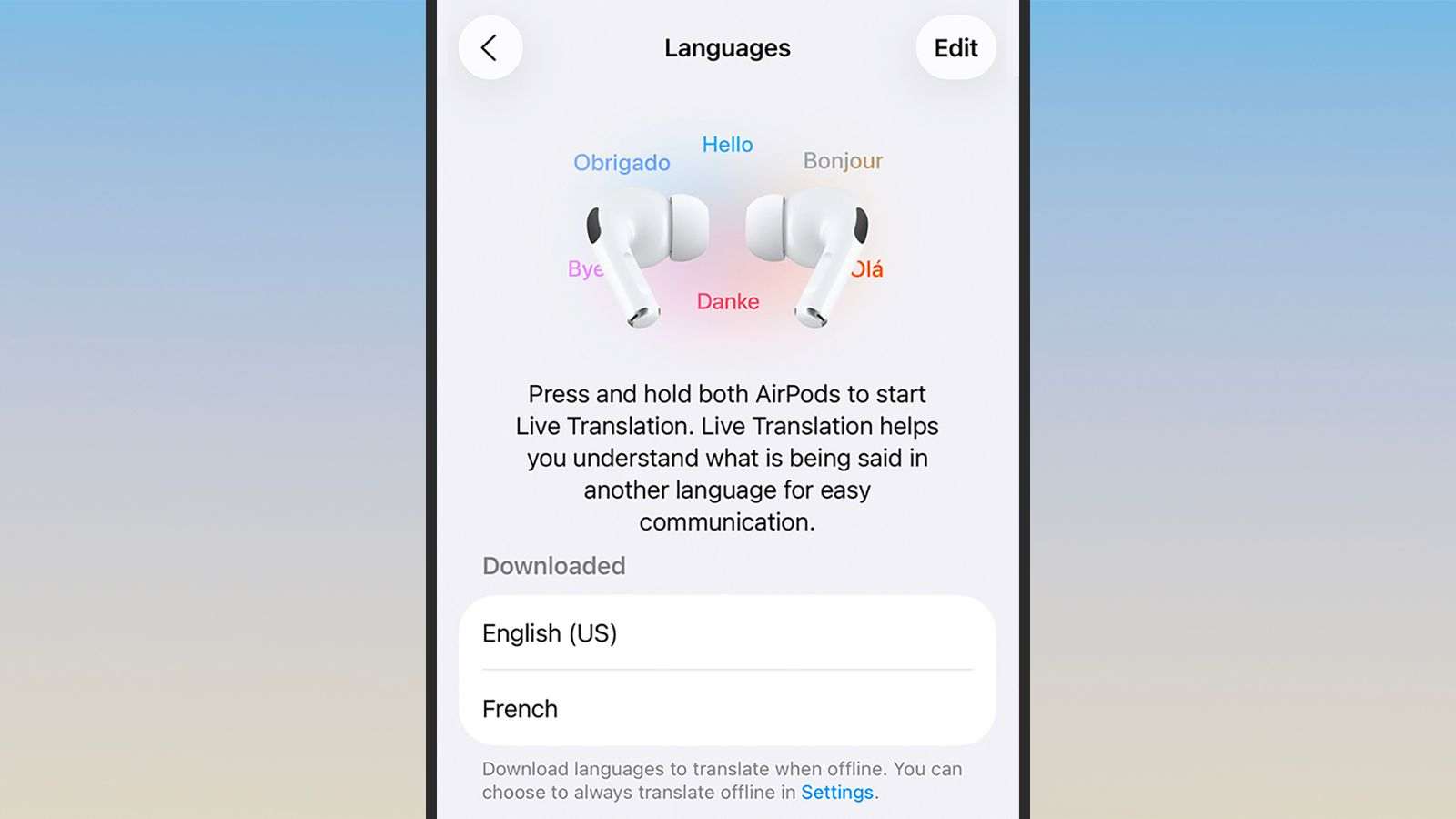 Descarga los idiomas que necesites con antelación.