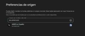 Añadir WIRED como fuente preferida en Google
