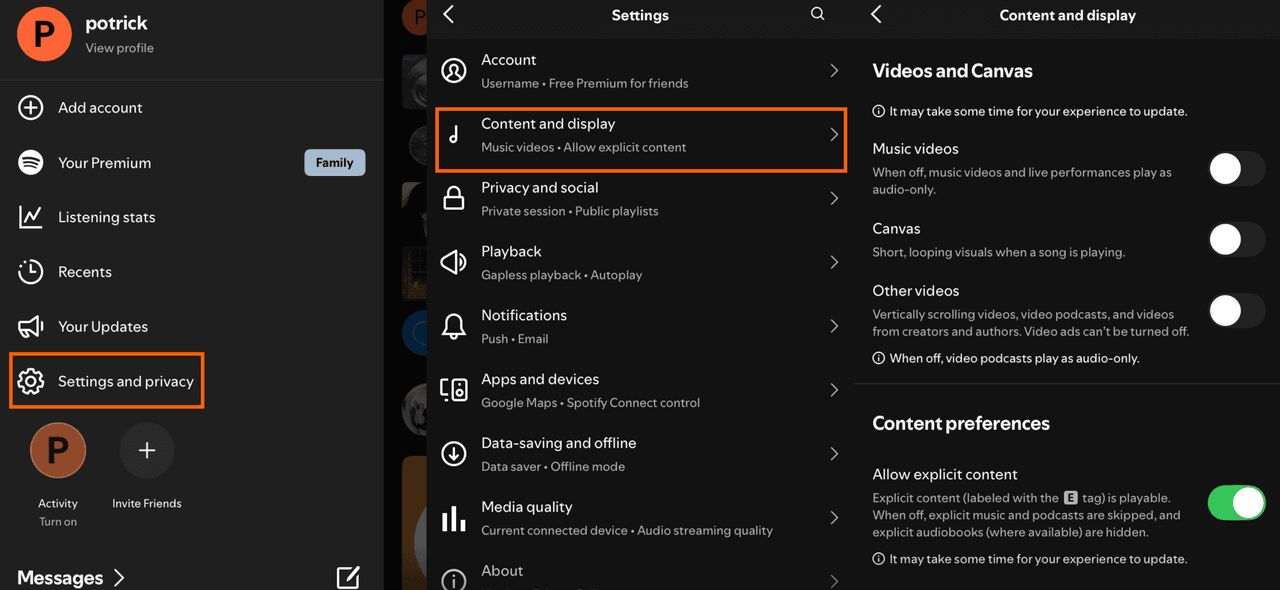 Cómo desactivar los videos musicales en Spotify